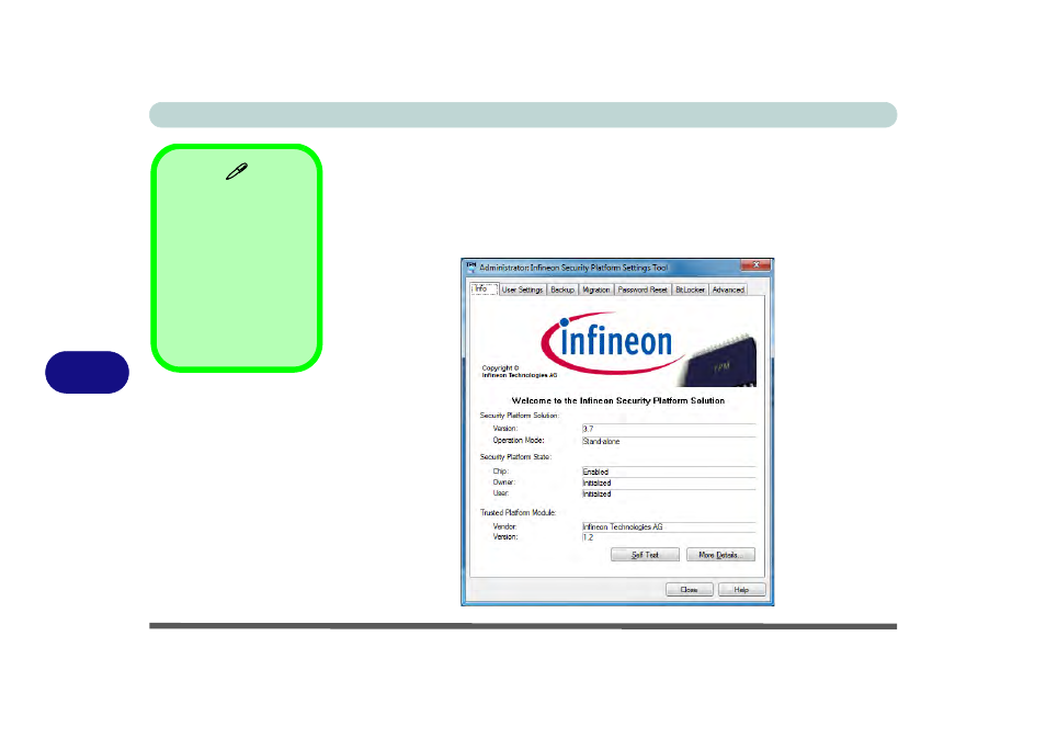 Infineon security platform settings tool, Infineon security platform settings tool -70 | chiliGREEN W25BBZ W7 User Manual | Page 206 / 312