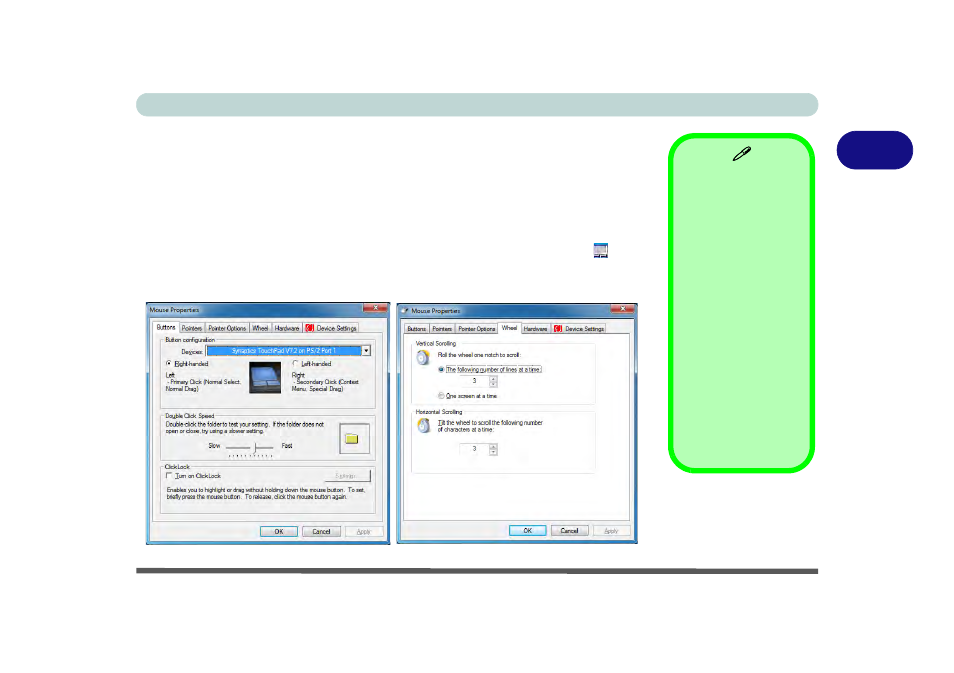 Touchpad and buttons/mouse, Touchpad and buttons/mouse -7 | chiliGREEN W25BBZ W7 User Manual | Page 69 / 312