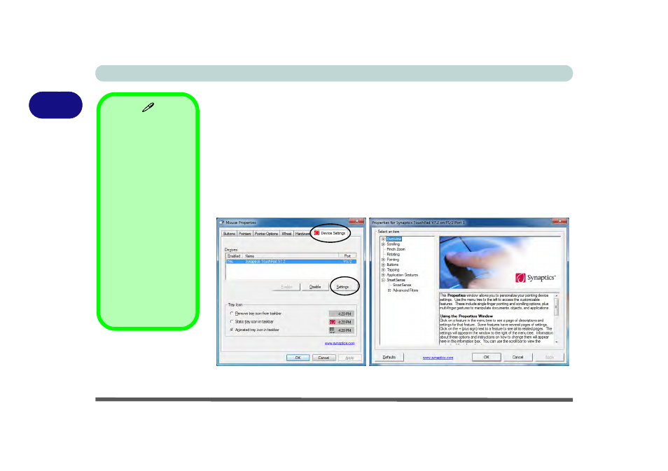 Gestures and device settings, Gestures and device settings -8, 2gestures and device settings | chiliGREEN W25BBZ W7 User Manual | Page 70 / 312