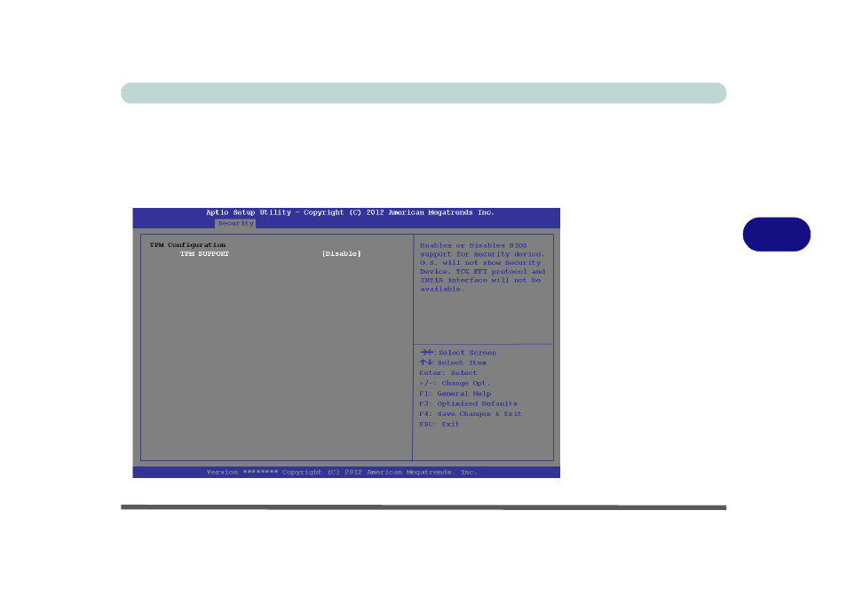 Tpm configuration (security menu), Tpm configuration (security menu) -11 | chiliGREEN W251CZQ User Manual | Page 107 / 260