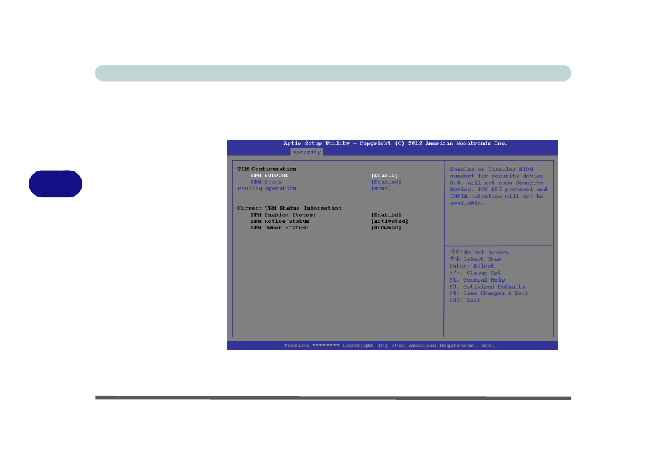 Tpm state (security menu > tpm support enabled) | chiliGREEN W251CZQ User Manual | Page 108 / 260