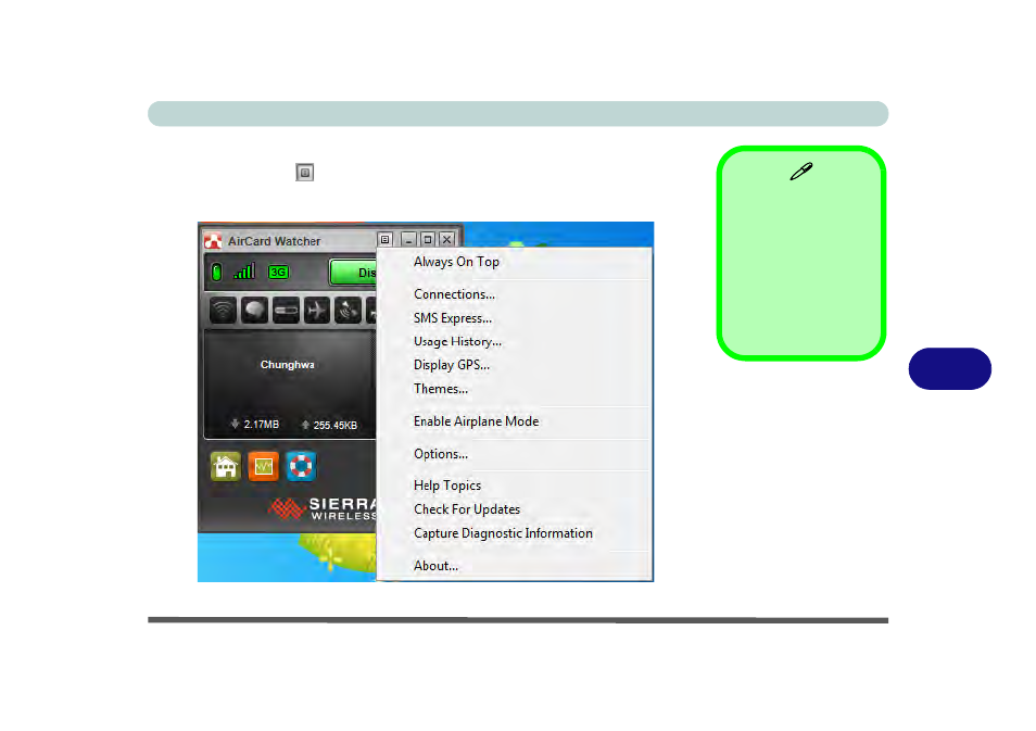 Air card watcher menu, Air card watcher menu -59 | chiliGREEN W251CZQ User Manual | Page 185 / 260