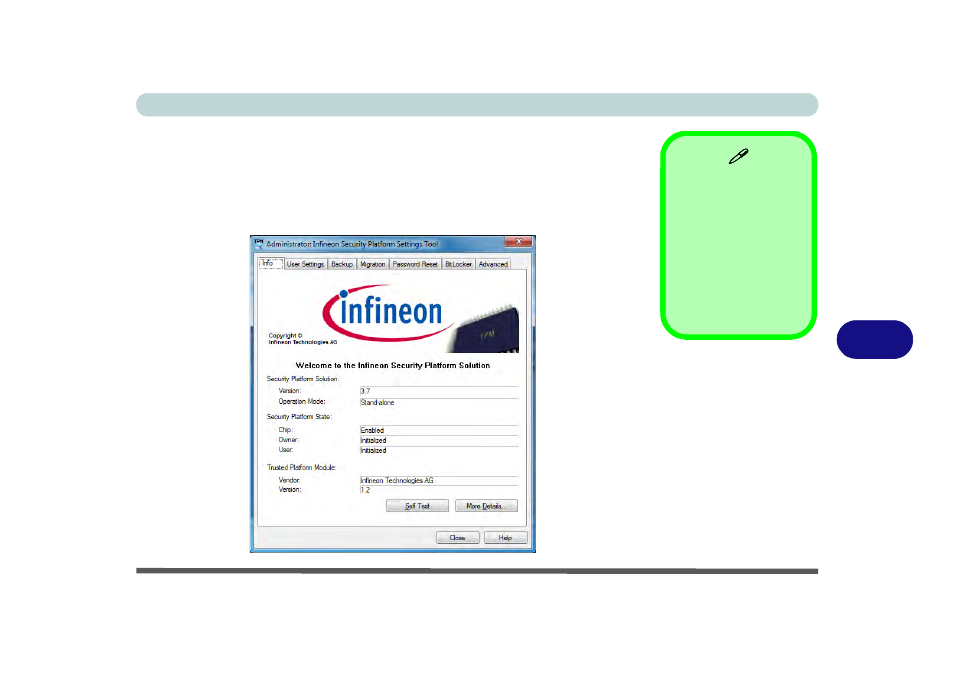 Infineon security platform settings tool, Infineon security platform settings tool -75 | chiliGREEN W251CZQ User Manual | Page 201 / 260