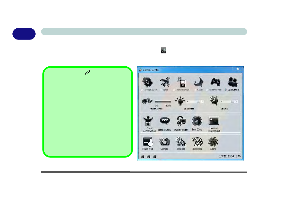 Control center, Control center -14 | chiliGREEN W251CZQ User Manual | Page 44 / 260