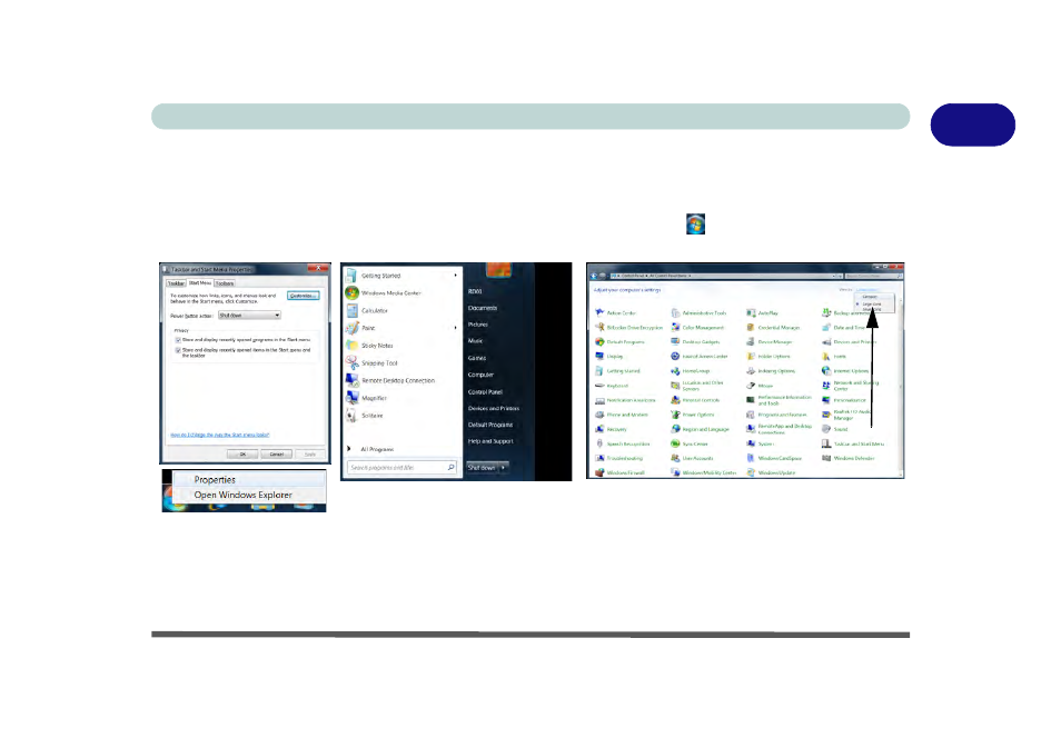 Windows 7 start menu & control panel, Windows 7 start menu & control panel -23 | chiliGREEN W251CZQ User Manual | Page 53 / 260