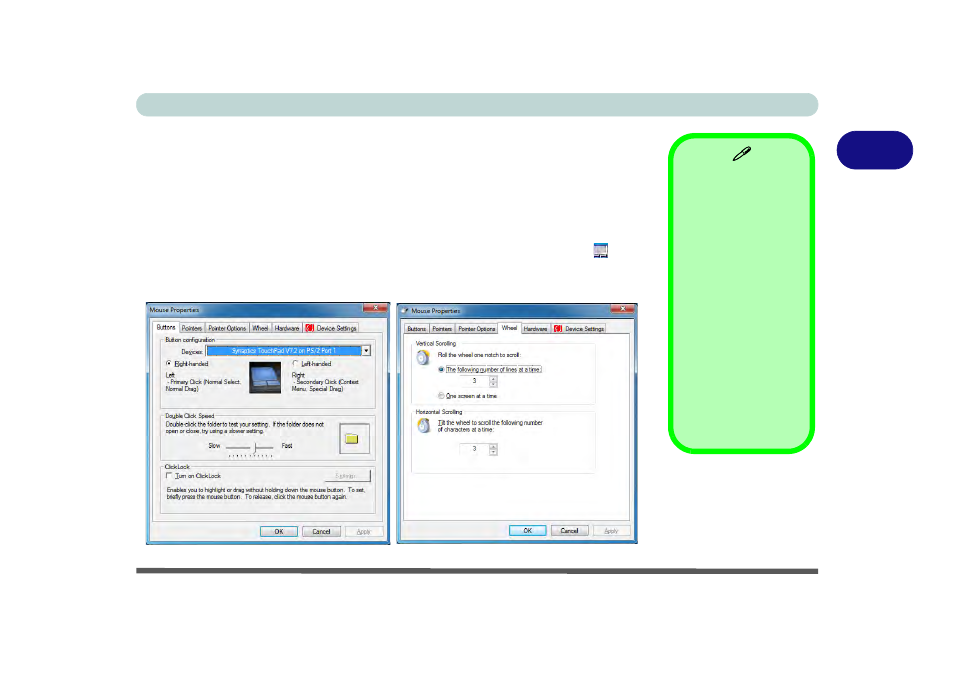 Touchpad and buttons/mouse, Touchpad and buttons/mouse -7 | chiliGREEN W251CZQ User Manual | Page 63 / 260