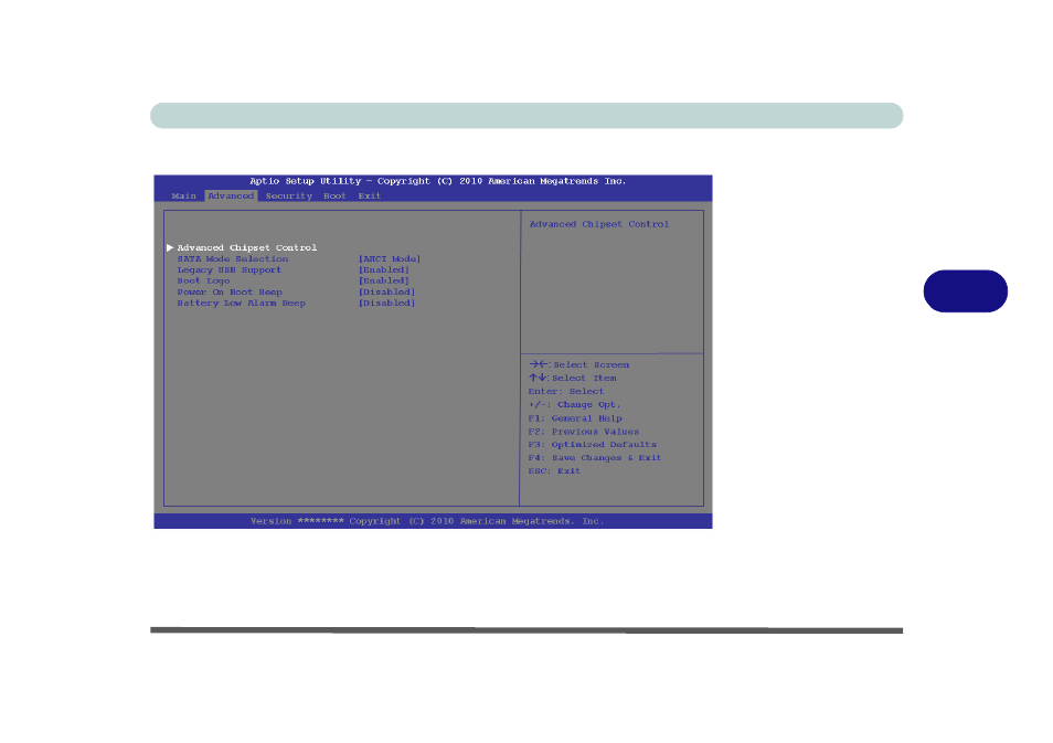 Advanced menu, Advanced chipset control (advanced menu), Advanced menu -7 | chiliGREEN W251BWQ User Manual | Page 105 / 250