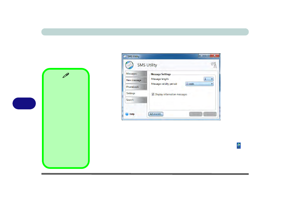 Sms settings, Sms settings -74 | chiliGREEN W251BWQ User Manual | Page 202 / 250
