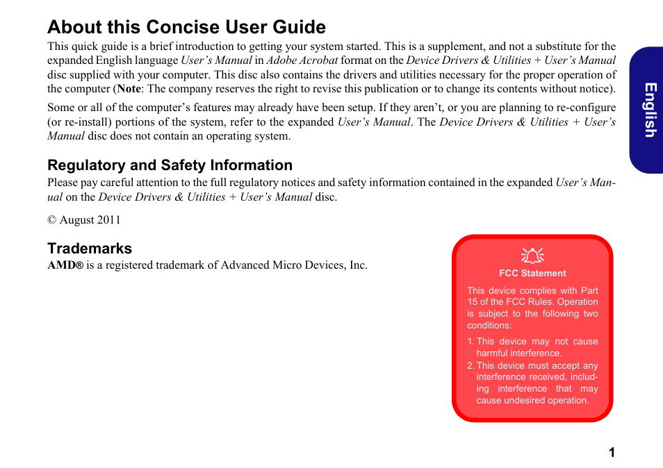 About this concise user guide, Regulatory and safety information, Trademarks | English | chiliGREEN W251BWQ User Manual | Page 4 / 113