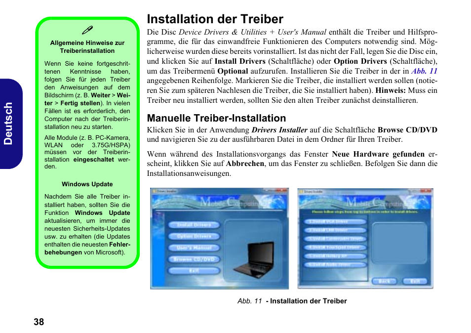 Installation der treiber, Manuelle treiber-installation, Deutsch | chiliGREEN W251BWQ User Manual | Page 41 / 113