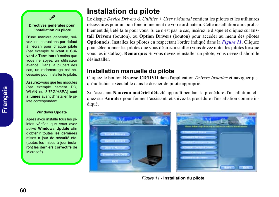 Installation du pilote, Installation manuelle du pilote, Fr anç ais | chiliGREEN W251BWQ User Manual | Page 63 / 113