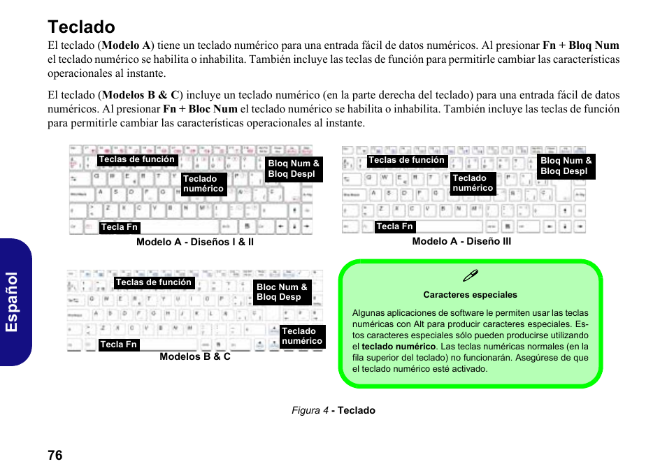 Teclado, Español | chiliGREEN W251BWQ User Manual | Page 79 / 113