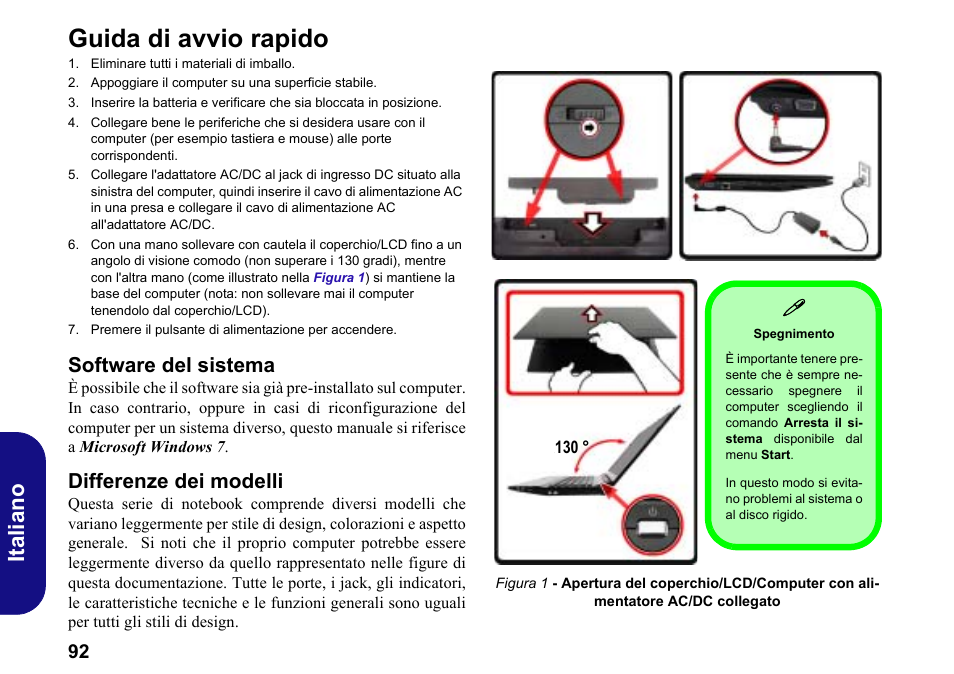 Guida di avvio rapido, Software del sistema, Differenze dei modelli | Italiano | chiliGREEN W251BWQ User Manual | Page 95 / 113