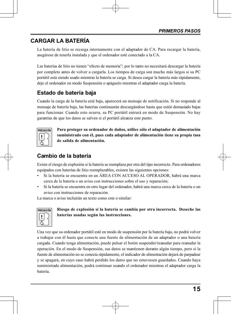 Cargar la batería, Estado de batería baja, Cambio de la batería | chiliGREEN TWJ User Manual | Page 111 / 216