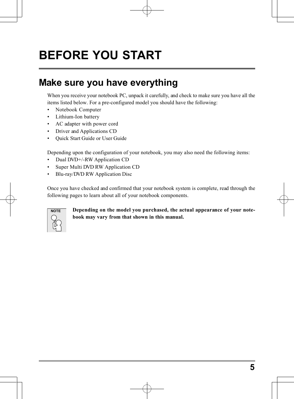 Before you start, Make sure you have everything | chiliGREEN TWJ User Manual | Page 5 / 216