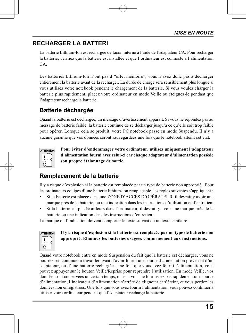 Recharger la batteri, Batterie déchargée, Remplacement de la batterie | chiliGREEN TWJ User Manual | Page 63 / 216