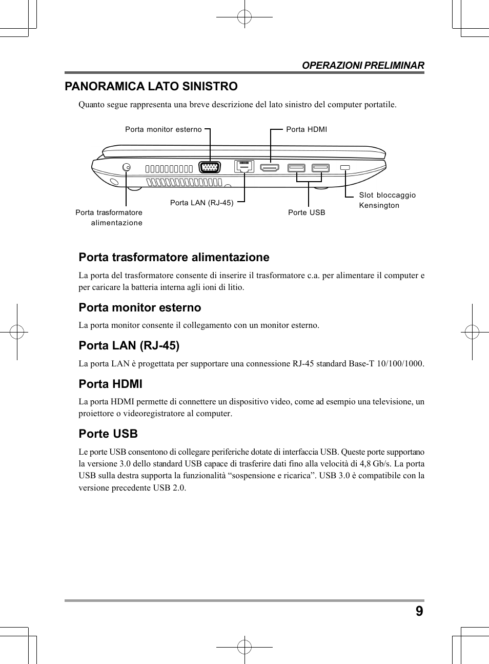 Porta trasformatore alimentazione, Porta monitor esterno, Porta lan (rj-45) | Porta hdmi, Porte usb, Panoramica lato sinistro | chiliGREEN TWC User Manual | Page 129 / 216