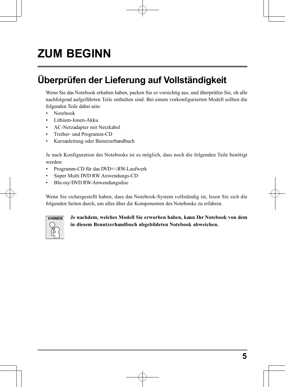 Zum beginn, Überprüfen der lieferung auf vollständigkeit | chiliGREEN TWC User Manual | Page 77 / 216