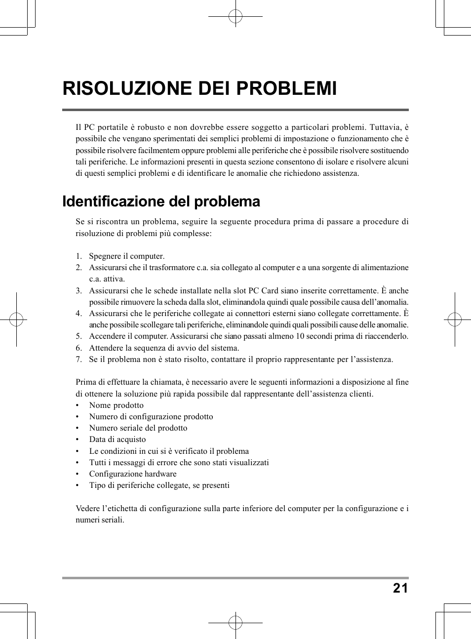 Risoluzione dei problemi, Identificazione del problema | chiliGREEN TW9 User Manual | Page 131 / 198