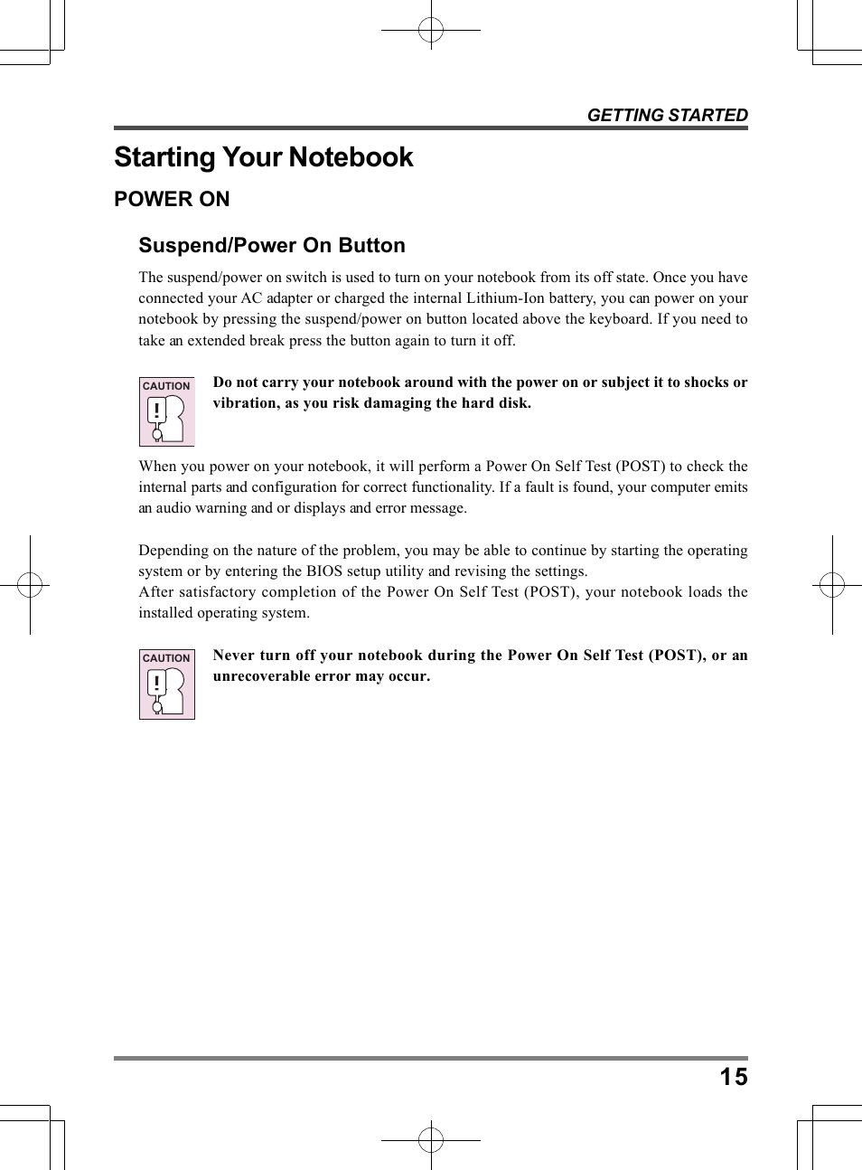 Power on suspend/power on button | chiliGREEN TW9 User Manual | Page 15 / 198