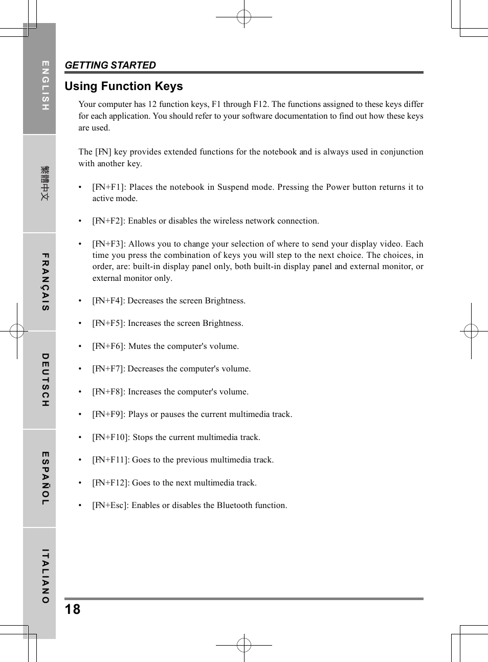 Using function keys | chiliGREEN TW9 User Manual | Page 18 / 198