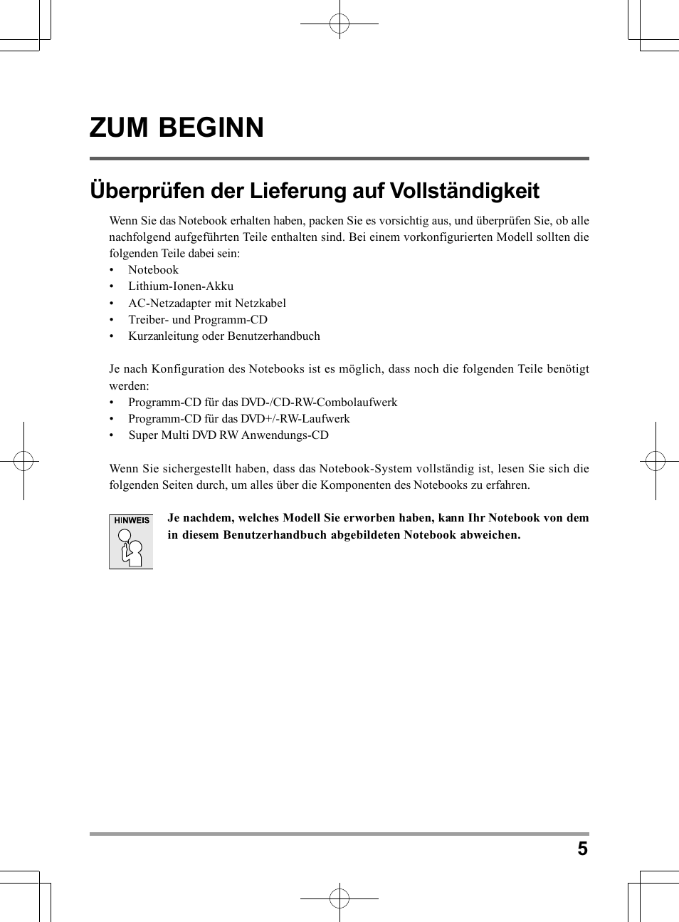 Zum beginn, Überprüfen der lieferung auf vollständigkeit | chiliGREEN TW9 User Manual | Page 71 / 198