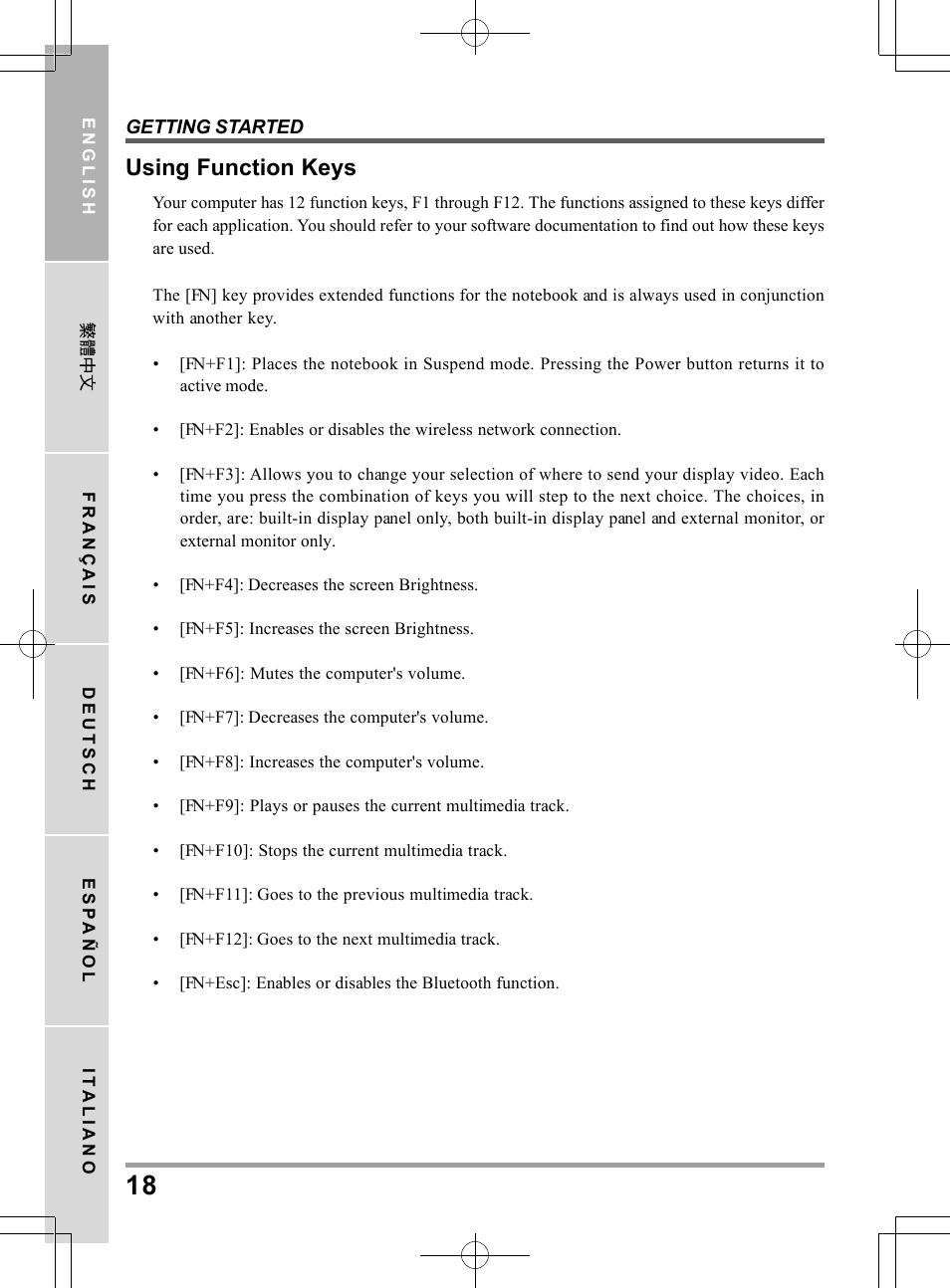 Using function keys | chiliGREEN TW8 User Manual | Page 18 / 216