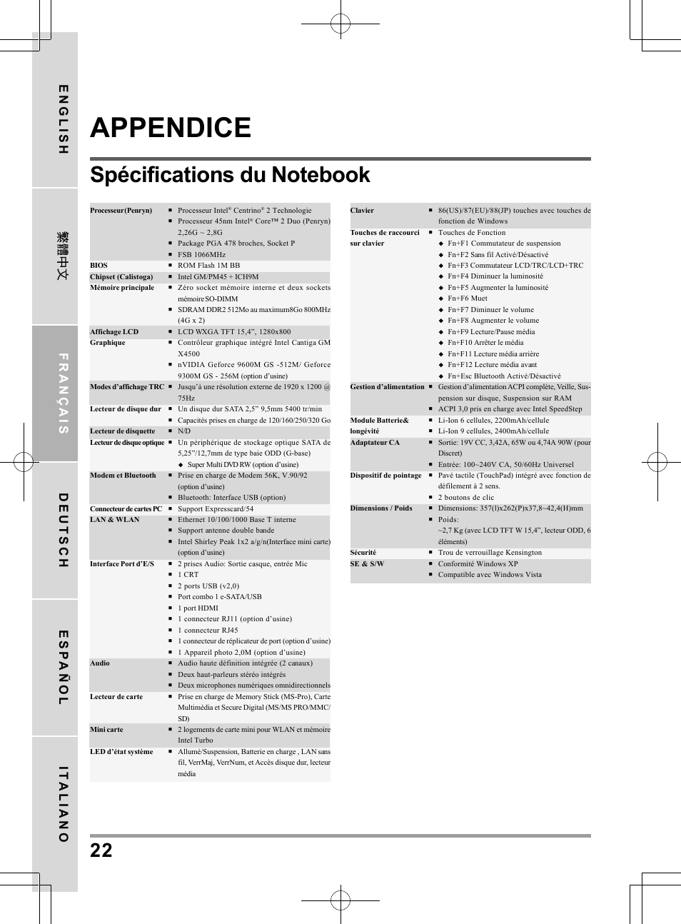 Appendice, English français deutsch esp añol it aliano | chiliGREEN TW8 User Manual | Page 70 / 216