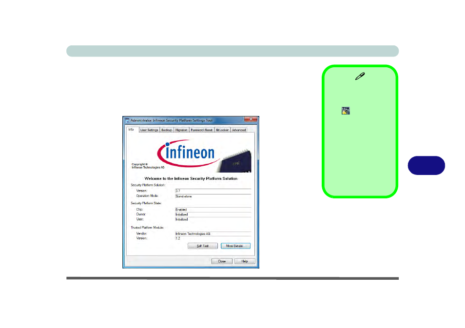 Infineon security platform settings tool, Infineon security platform settings tool -47, 7infineon security platform settings tool | chiliGREEN T5111 User Manual | Page 165 / 202