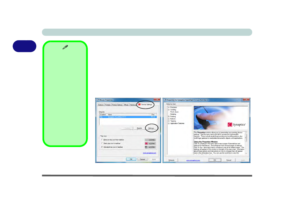 Gestures and device settings, Gestures and device settings -14, 2gestures and device settings | chiliGREEN P150HM User Manual | Page 60 / 268