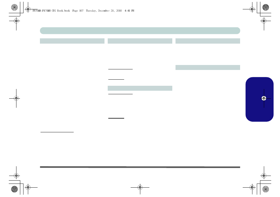 Fr anç ais, Spécifications - 107 guide utilisateur concis | Eurocom Clevo P150HM User Manual | Page 112 / 185