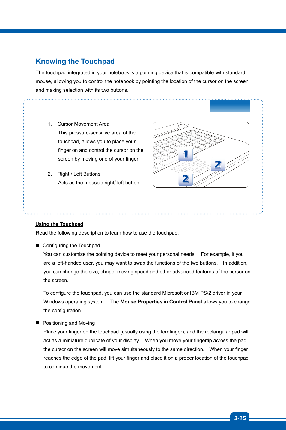 Knowing the touchpad | chiliGREEN MS-16GA User Manual | Page 39 / 48