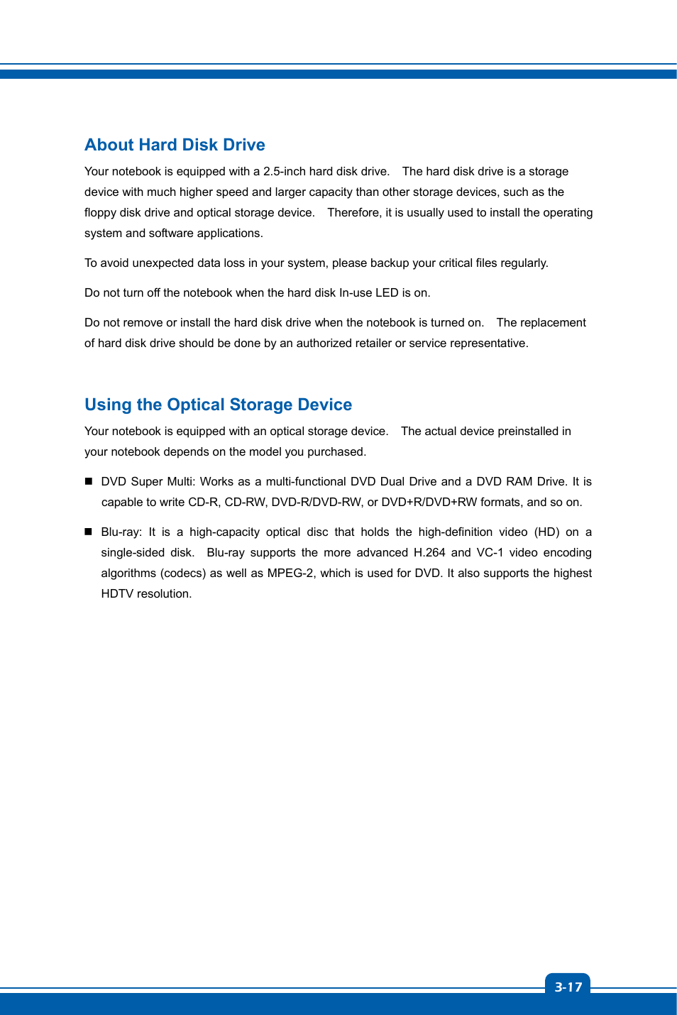 About hard disk drive, Using the optical storage device | chiliGREEN MS-16GA User Manual | Page 41 / 48