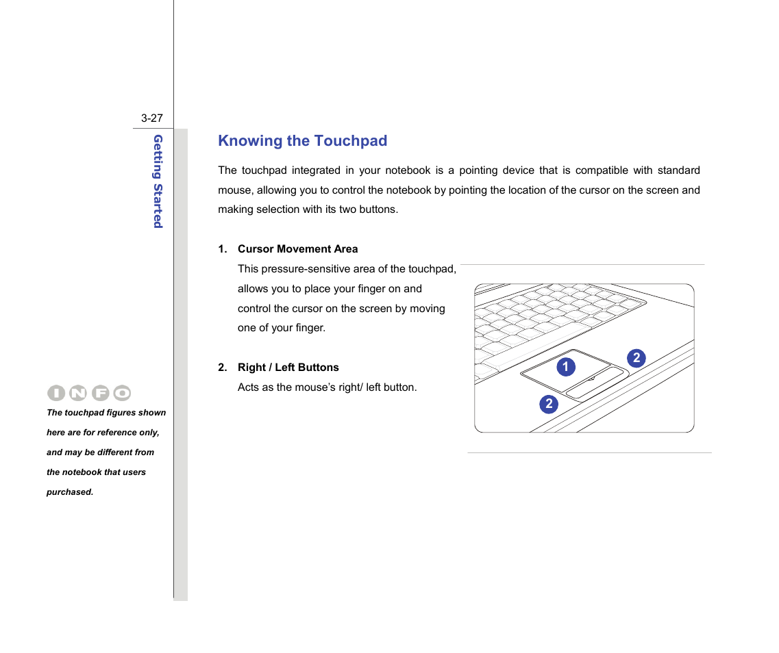 Knowing the touchpad | chiliGREEN MS-16F2 User Manual | Page 71 / 108