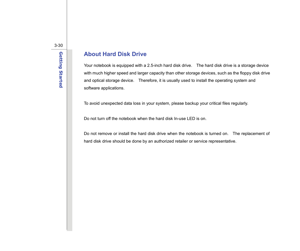 About hard disk drive | chiliGREEN MS-16F2 User Manual | Page 74 / 108