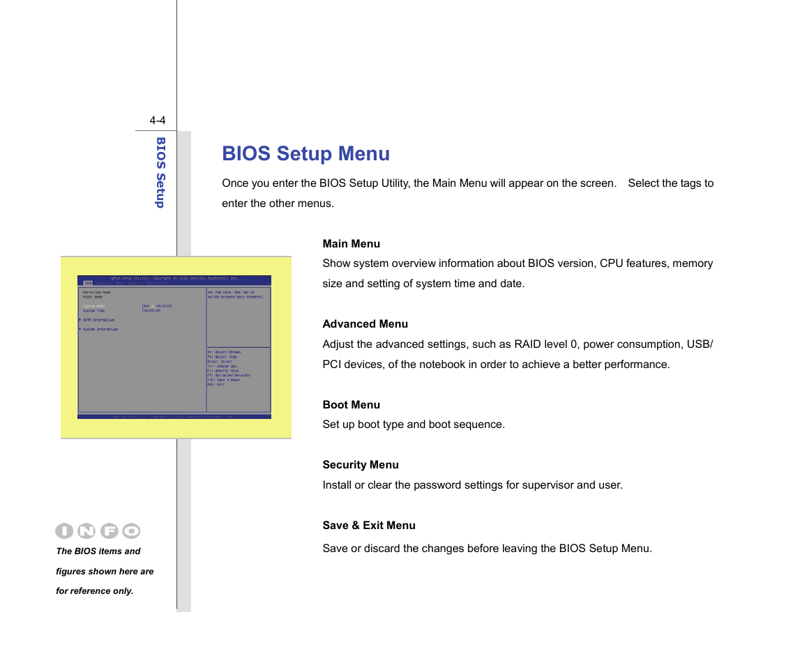 Bios setup menu | chiliGREEN MS-16F2 User Manual | Page 91 / 108