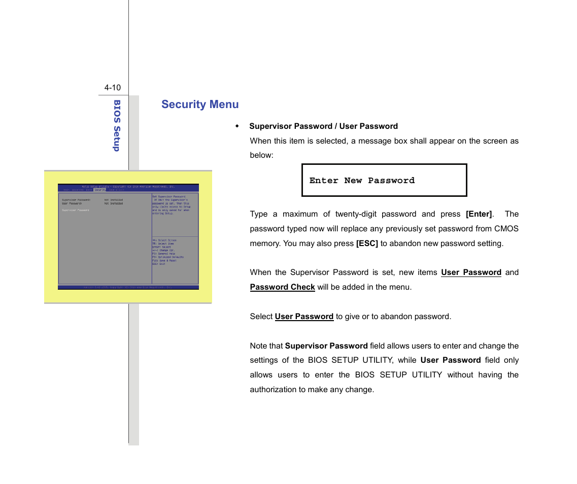 Security menu | chiliGREEN MS-16F2 User Manual | Page 97 / 108