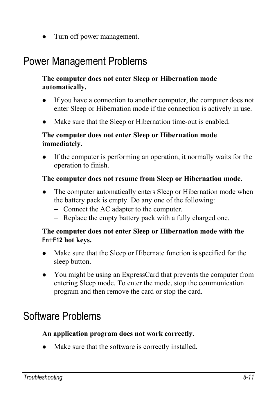 Power management problems, Software problems, Power management problems -11 | Software problems -11 | chiliGREEN Mitac 9515 User Manual | Page 100 / 122