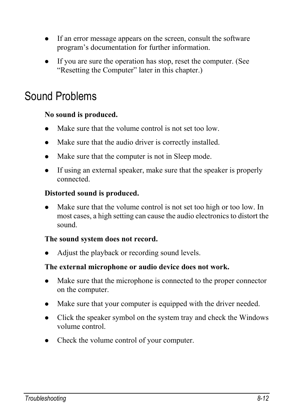 Sound problems, Sound problems -12 | chiliGREEN Mitac 9515 User Manual | Page 101 / 122