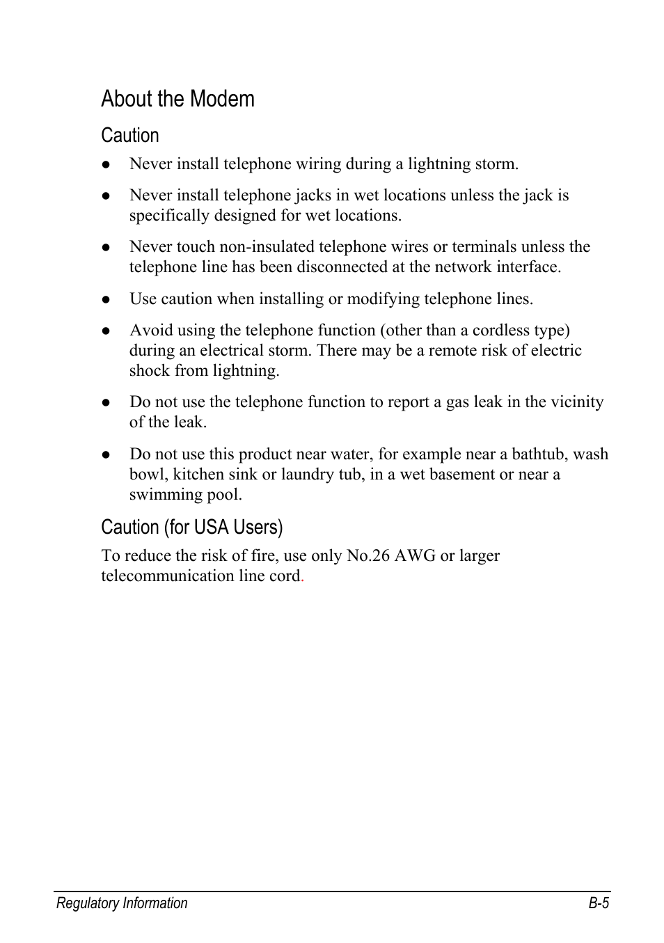 About the modem, Caution, Caution (for usa users) | chiliGREEN Mitac 9515 User Manual | Page 111 / 122