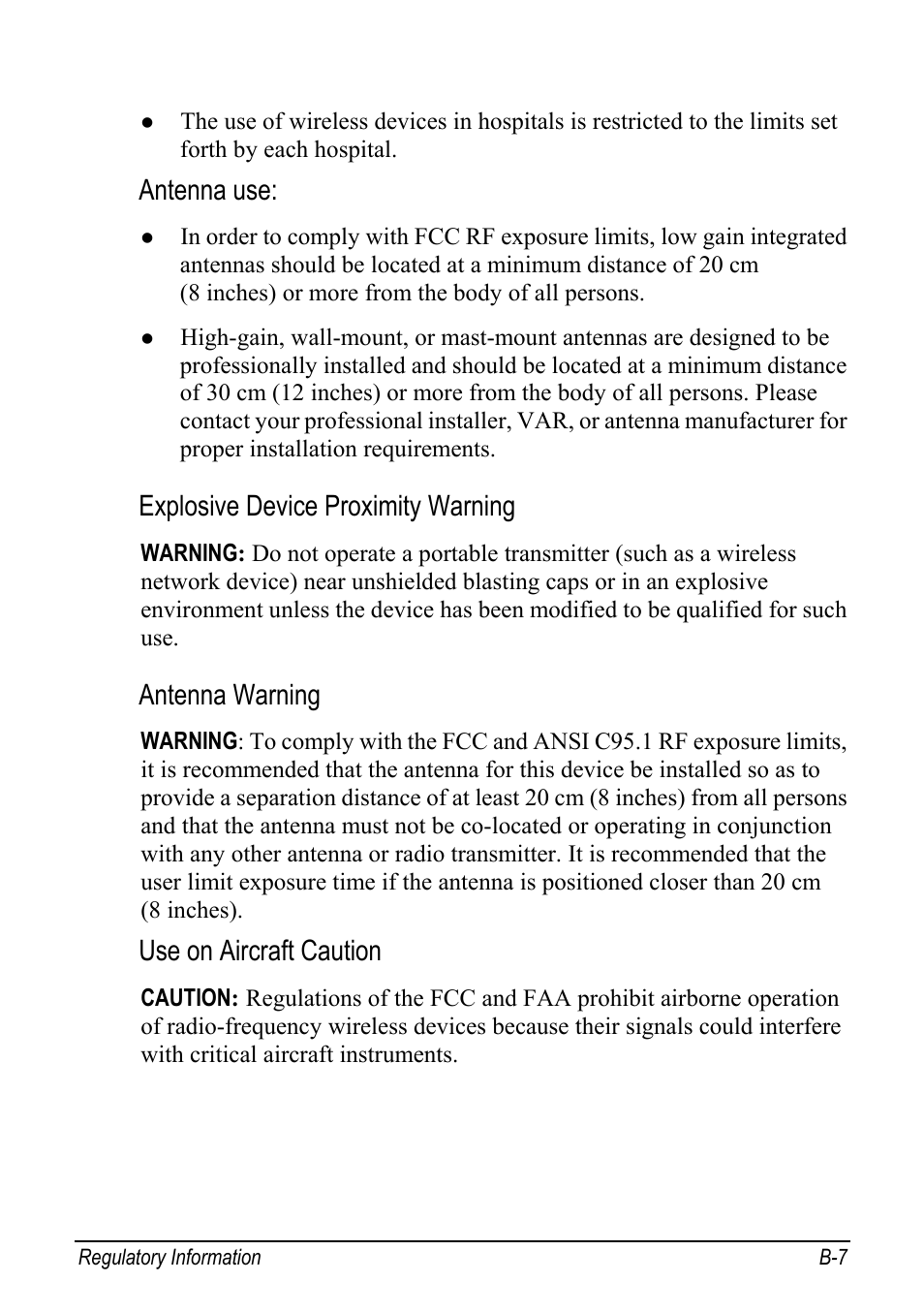 Antenna use, Explosive device proximity warning, Antenna warning | Use on aircraft caution | chiliGREEN Mitac 9515 User Manual | Page 113 / 122
