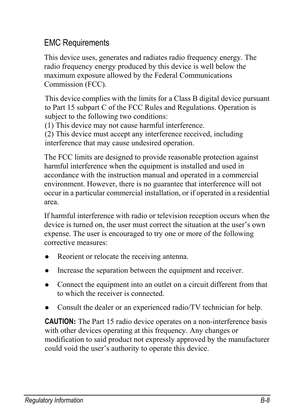 Emc requirements | chiliGREEN Mitac 9515 User Manual | Page 114 / 122