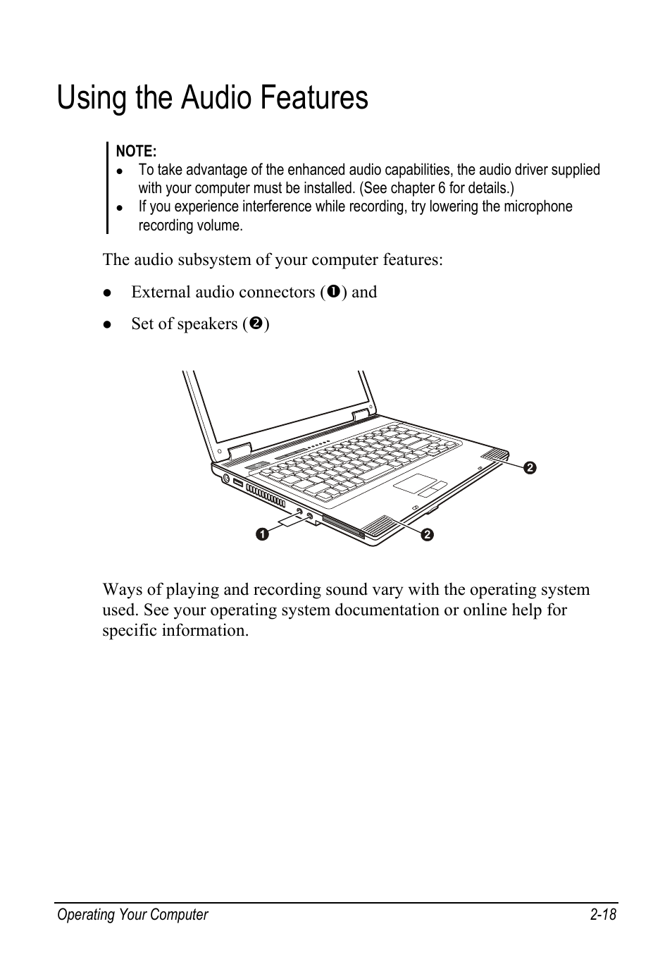 Using the audio features, Using the audio features -18 | chiliGREEN Mitac 9515 User Manual | Page 39 / 122