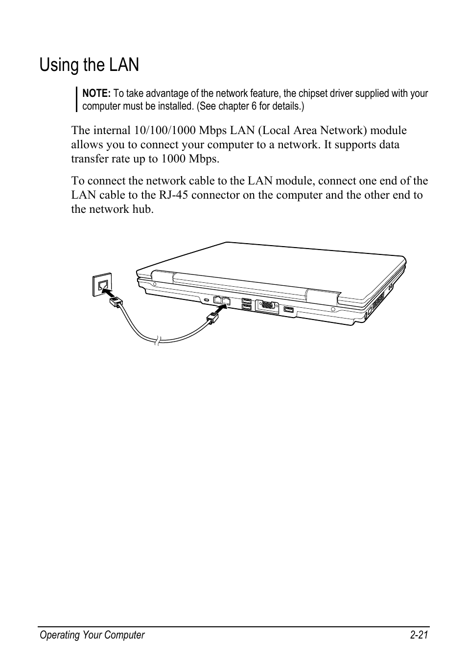 Using the lan, Using the lan -21 | chiliGREEN Mitac 9515 User Manual | Page 42 / 122