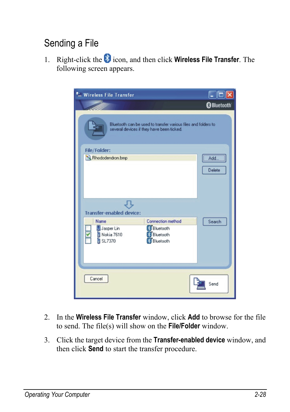 Sending a file | chiliGREEN Mitac 9515 User Manual | Page 49 / 122