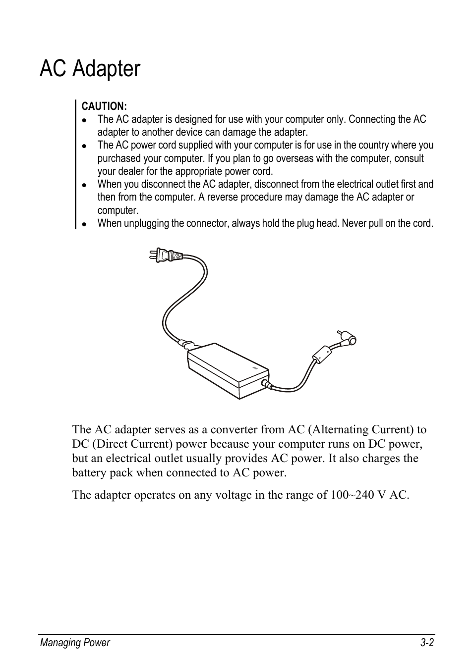 Ac adapter, Ac adapter -2 | chiliGREEN Mitac 9515 User Manual | Page 52 / 122