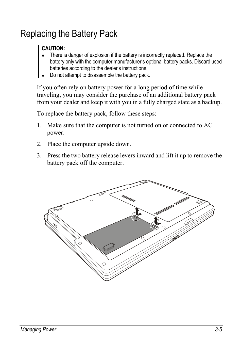 Replacing the battery pack, Replacing the battery pack -5 | chiliGREEN Mitac 9515 User Manual | Page 55 / 122