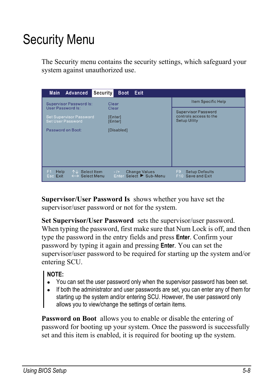 Security menu, Security menu -8 | chiliGREEN Mitac 9515 User Manual | Page 76 / 122