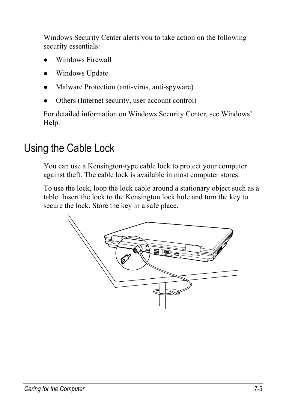 Using the cable lock, Using the cable lock -3 | chiliGREEN Mitac 9515 User Manual | Page 86 / 122