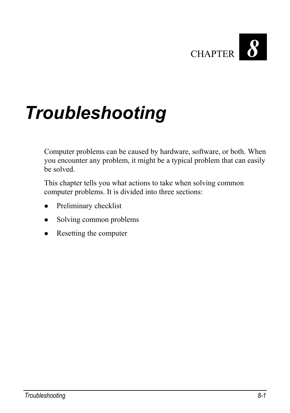 Troubleshooting, Troubleshooting -1, Chapter 8 | Chapter | chiliGREEN Mitac 9515 User Manual | Page 90 / 122